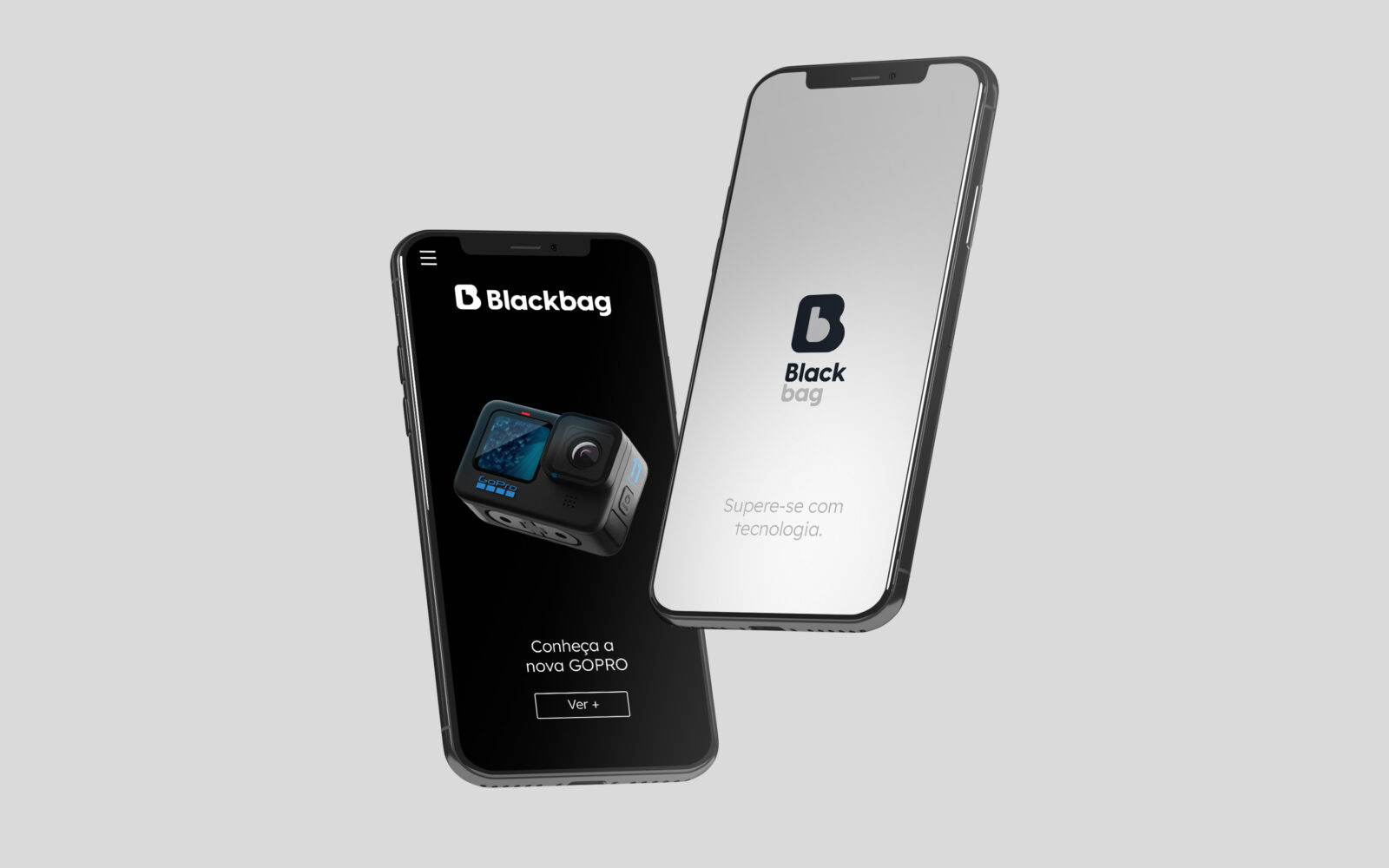 A aplicação da marca Black Bag em seu comércio eletrônico mobile. Projeto de naming e branding assinado por ENTRE Design.