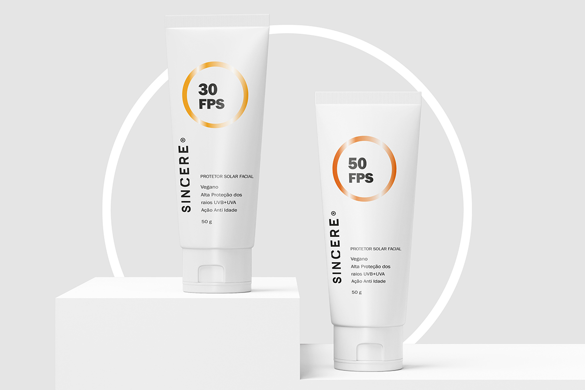 Design de embalagens para dermocosméticos SINCERE. Projeto assinado por ENTRE Design.