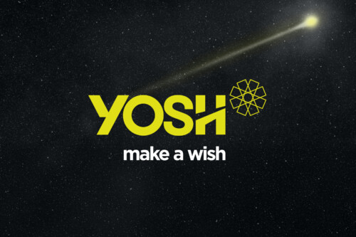 Nome empresarial e design de marca para o e-commerce YOSH, projeto de naming e branding assinado por ENTRE Design.